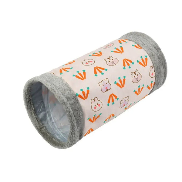 Foldable Carrot Print Pet Tunnel for Cats and Rabbits - GreenFur