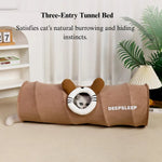 Foldable Cat Tunnel Playhouse Hide and Seek Rolling Tube - GreenFur