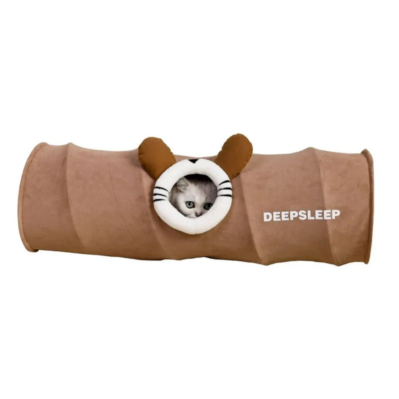 Foldable Cat Tunnel Playhouse Hide and Seek Rolling Tube - GreenFur