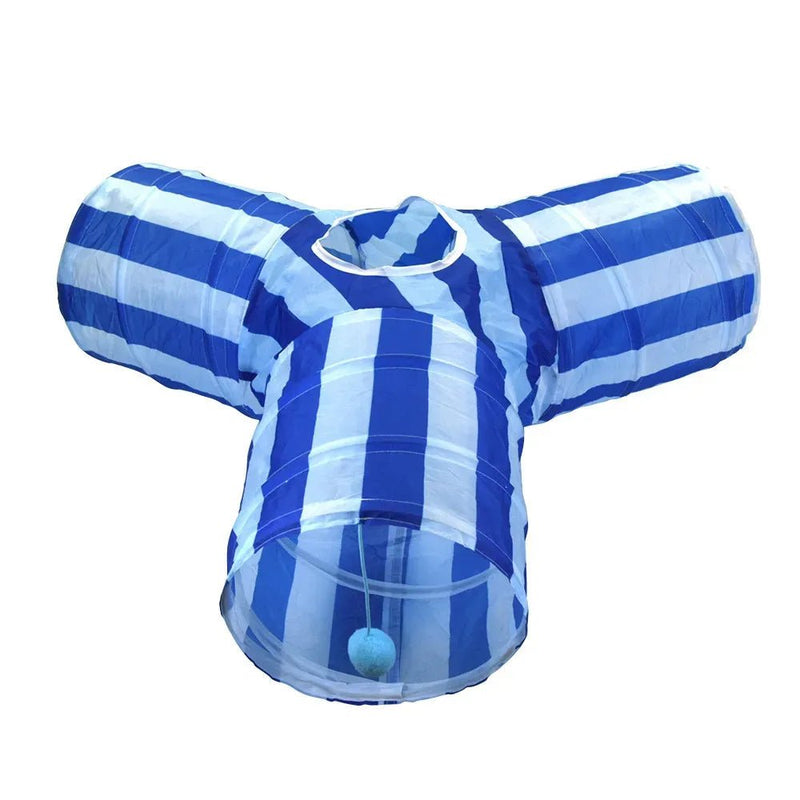 Foldable Cat Tunnel Toy Y Shape Three Way Indoor Play Tube - GreenFur