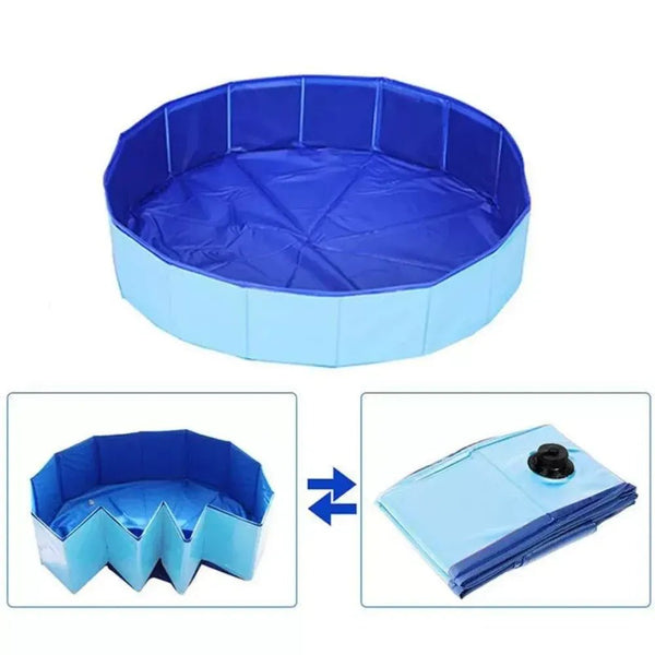 Foldable Pet Bath Pool Dog Swimming Pool Outdoor Water Play Pool with Drainage - GreenFur