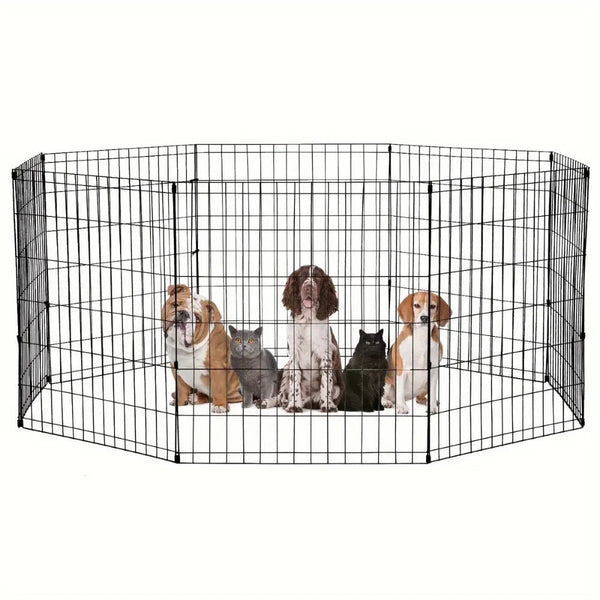 Foldable Pet Playpen 8 Panel Dog Fence 30in Tall for Small Dog and Poultry Use - GreenFur