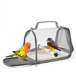 Foldable Plastic Bird Travel Carrier Bag with Perch and Tray - GreenFur