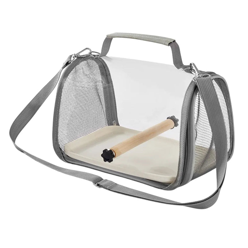 Foldable Plastic Bird Travel Carrier Bag with Perch and Tray - GreenFur