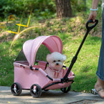 Foldable Portable 4 Wheels Pet Stroller with Sunshade - GreenFur