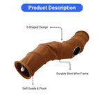 Foldable Suede S Shape Cat Tunnel Interactive Crawl Play Toy - GreenFur