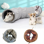 Foldable Suede S Shape Cat Tunnel Interactive Crawl Play Toy - GreenFur
