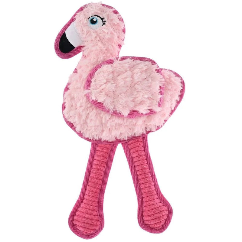 Forest Animal Pink Flamingo Design Squeaky Plush Dog Chew Toy - GreenFur