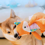 Fox - style Plush Dog Squeaky Toys with Crinkle Paper - GreenFur
