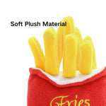 French Fries Plush Dog Toy with Squeaker Interactive Chew Toy - GreenFur