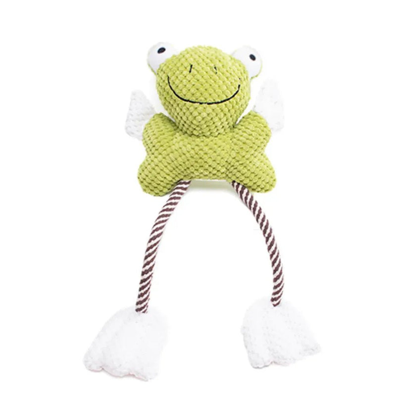 Frog Shape Plush Material Cotton Rope Dog Chew Toy - GreenFur