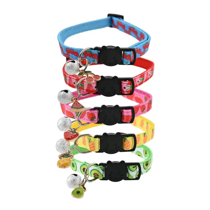 Fruit Pattern Soft Nylon Breakaway Cat Collar with Bell - GreenFur
