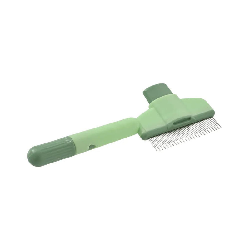 Fully Washable Ergonomic Handle One Button Self Cleaning Cat Hair Removal Comb - GreenFur
