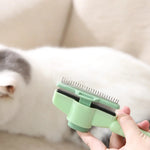 Fully Washable Ergonomic Handle One Button Self Cleaning Cat Hair Removal Comb - GreenFur