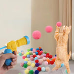Funny Interactive Colorful Plush Fuzzy Ball Cat Toy Launcher - GreenFur
