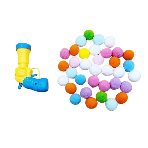 Funny Interactive Colorful Plush Fuzzy Ball Cat Toy Launcher - GreenFur