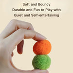 Funny Interactive Colorful Plush Fuzzy Ball Cat Toy Launcher - GreenFur