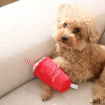 Funny Milkshake Shape Crinkle Squeaky Pet Dog Plush Toys - GreenFur