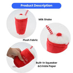 Funny Milkshake Shape Crinkle Squeaky Pet Dog Plush Toys - GreenFur