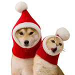 Funny Pompon Crocheted Cap Winter Dog Hat Knit Headwear, Red - GreenFur