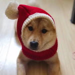 Funny Pompon Crocheted Cap Winter Dog Hat Knit Headwear, Red - GreenFur