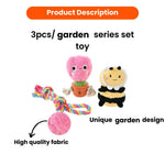 Garden Topic Dog Plush Rope Toy Bundle Play Gift Set - GreenFur
