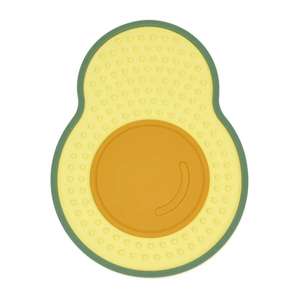 Green Avocado Style Silicone Pet Licking Mat with Suction Cups - GreenFur