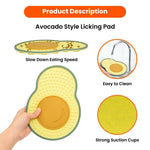 Green Avocado Style Silicone Pet Licking Mat with Suction Cups - GreenFur
