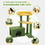 Green Multi - Level Kitty Tower for Small and Medium Cats - GreenFur