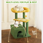 Green Multi - Level Kitty Tower for Small and Medium Cats - GreenFur