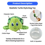 Green Turtle Style Tug - of - War Squeaky Plush Dog Toy with Rope - GreenFur