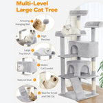 Grey Cat Scratching Post Condo Large Cat Tree Tower - GreenFur