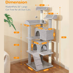 Grey Cat Scratching Post Condo Large Cat Tree Tower - GreenFur