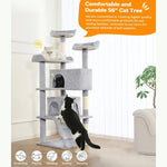 Grey Cat Scratching Post Condo Large Cat Tree Tower - GreenFur