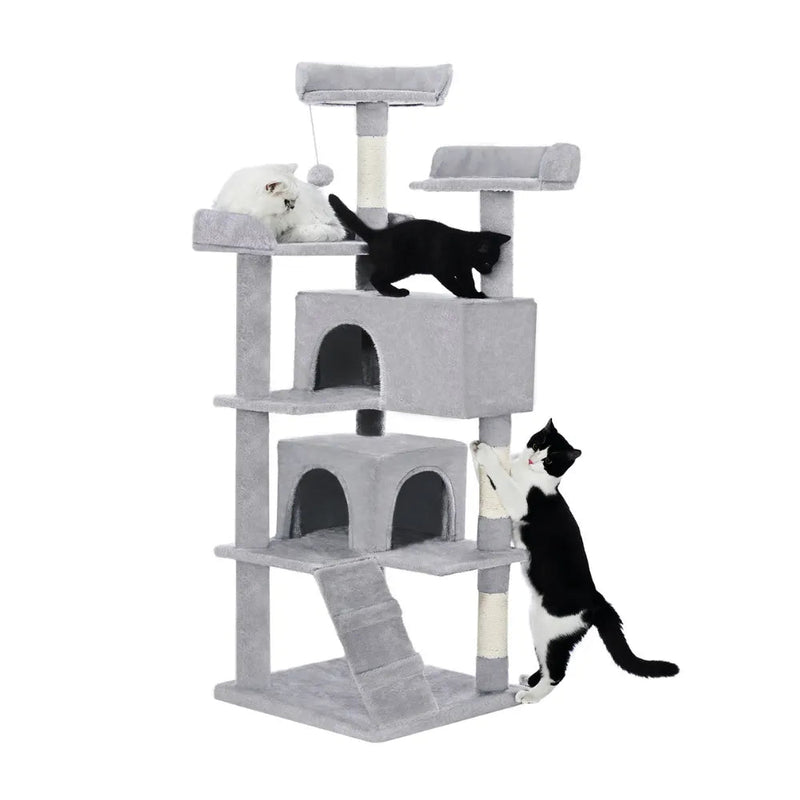 Grey Cat Scratching Post Condo Large Cat Tree Tower - GreenFur