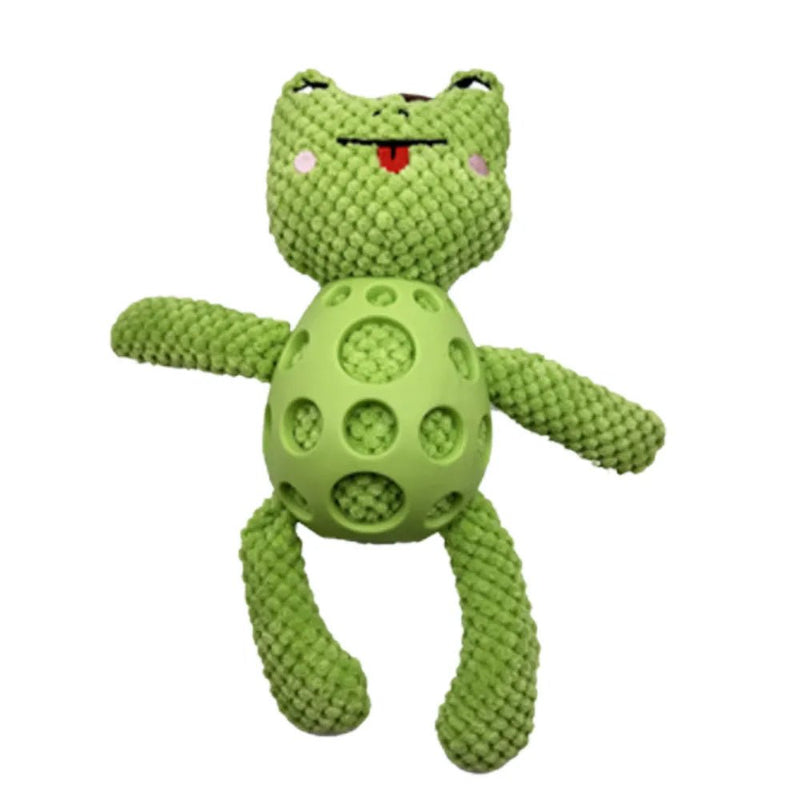 Grid PU Frog Squeaky Dog Chew Toy - GreenFur