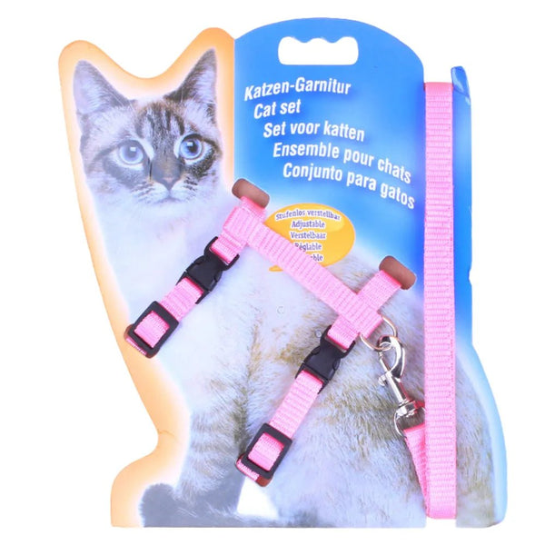 H - Style Kitten Walking Strap Adjustable Nylon Cat Harness and Leash Set - GreenFur