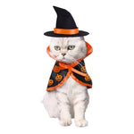 Halloween Party Pumpkin Print Cat Cloak Hat Pet Costume Set - GreenFur
