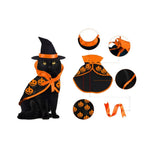 Halloween Party Pumpkin Print Cat Cloak Hat Pet Costume Set - GreenFur