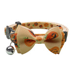Halloween Pumpkin Bow Style Adjustable Nylon Cat Collar with Bell - GreenFur