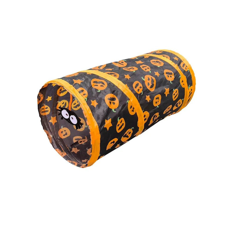 Halloween Pumpkin Cat Tunnel Toy Foldable Small Play Tube - GreenFur