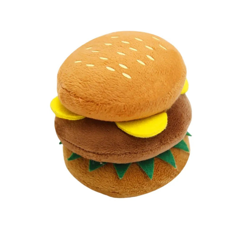 Hamburger Plush Dog Toy with Squeaker Soft Interactive Chew Toy - GreenFur
