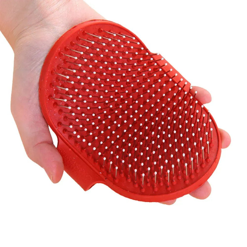 Hand - Held Non - Slip Rubber Tipped Pin Pet Bathing Brush, Red, Blue - GreenFur