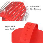 Hand - Held Non - Slip Rubber Tipped Pin Pet Bathing Brush, Red, Blue - GreenFur