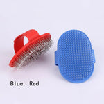 Hand - Held Non - Slip Rubber Tipped Pin Pet Bathing Brush, Red, Blue - GreenFur