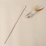Handmade Elastic Cat Teaser Wand with Feather and Bell - GreenFur