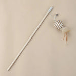 Handmade Elastic Cat Teaser Wand with Feather and Bell - GreenFur