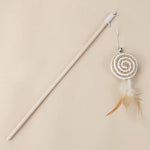 Handmade Elastic Cat Teaser Wand with Feather and Bell - GreenFur