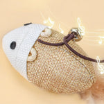 Handmade Elastic Cat Teaser Wand with Feather and Bell - GreenFur