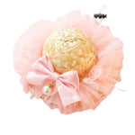 Handmade Woven Straw Hat with Lace Bow and Pearl Pendant for Cats - GreenFur